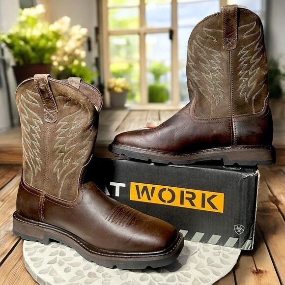 Ariat Men's Groundbreaker Wide Square Toe Regular Work Boots Brown Size 10.5 D - Picture 9 of 16